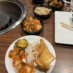 Gangnam Korean BBQ - Crab Rangoon, kimchi etc