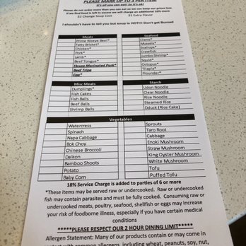 Hot Spot - The order options (minus the ramen noodles which can be added) - Hot Pot Near Me - Chantilly, Virginia Hot Spot - The order options (minus the ramen noodles which can be added) - Hot Pot Near Me - Chantilly, Virginia