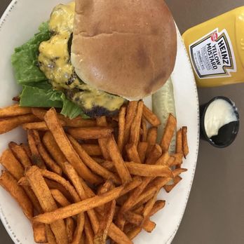 Monica’s Cafe - Jalapeño Cheeseburger! Sweet potato fries. - Cafes Near Me - Show Low, Arizona