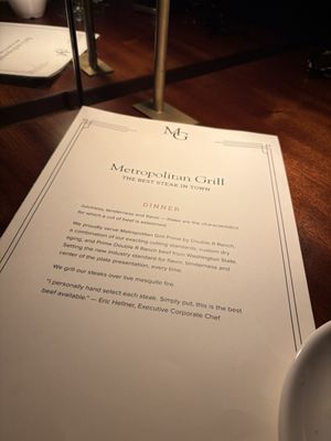 Menu photo 1 Metropolitan Grill Seattle, WA
