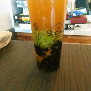 Sharetea - 50% kiwi fruit tea with aiyu jelly and boba! - Bubble Tea Near Me - Austin, Texas