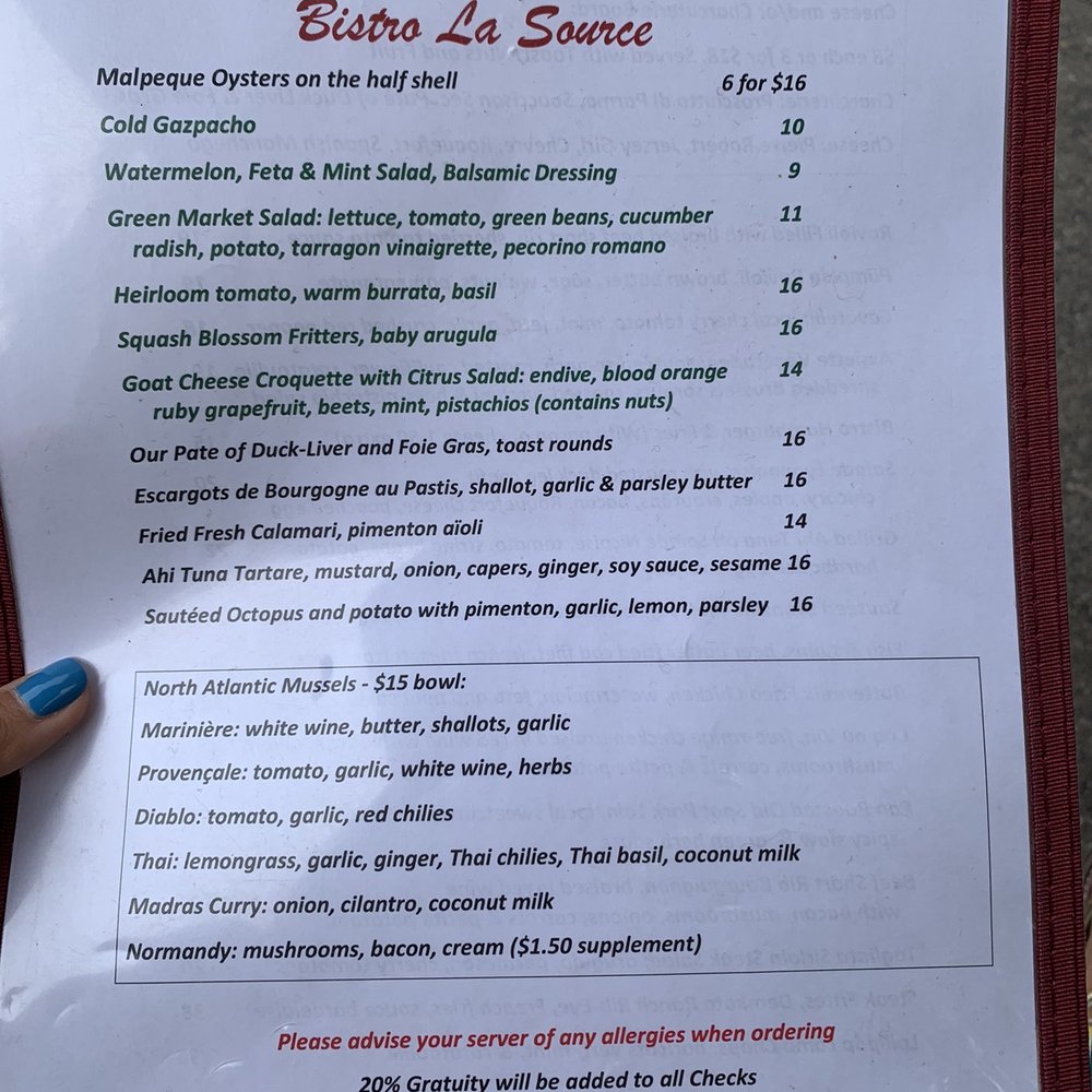 Bistro La Source - French Near Me - Jersey City, New Jersey