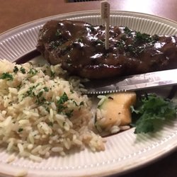 Buckeye Restaurant - New York strip with rice pilaf... comes with soup and salad!