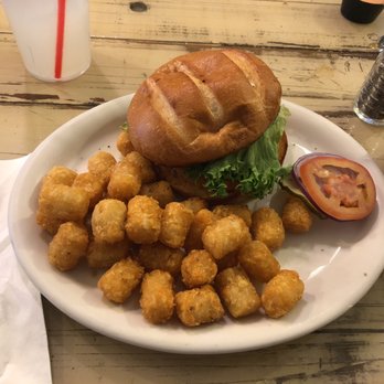 The Rusted Spoon - Fish burger and tots...yummm - American Near Me - Perry, Utah