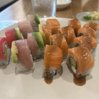 Maki Noho - rainbow maki on the left philly maki roll on the right - Japanese Near Me - North Hollywood, California Maki Noho - rainbow maki on the left philly maki roll on the right - Japanese Near Me - North Hollywood, California