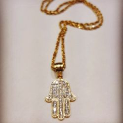 Joyeria Pepe - 14K rope chain w/ hamsa hand pendant