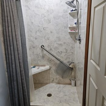 Wells Marble Co - Our shower with handicap grab bars added later that year after a long hospital stay. - Kitchen & Bath Near Me - Flint, Texas Wells Marble Co - Our shower with handicap grab bars added later that year after a long hospital stay. - Kitchen & Bath Near Me - Flint, Texas