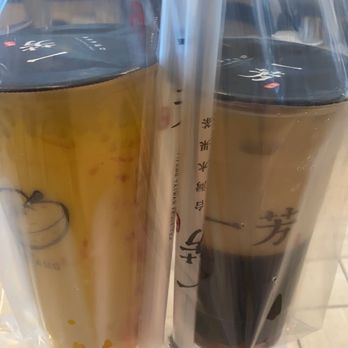 YCY Fruit Tea - Mango Pomelo Sago and Brown Sugar Latte - Bubble Tea Near Me - Brooklyn, New York