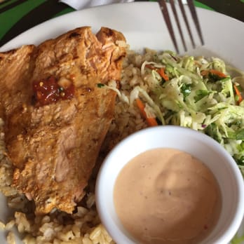 Wahoo's Fish Taco - Salmon bowl w brown rice - Mexican Near Me - Fullerton, California