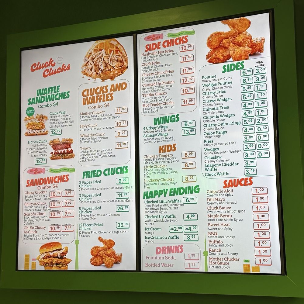 Cluck Clucks - menu - Waffles Near Me - Sugar Land, Texas