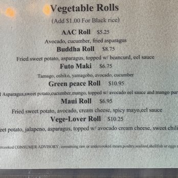 Aki Sushi - Veggie rolls - all can be adjusted to be vegan! - Sushi Bars Near Me - Kennewick, Washington Aki Sushi - Veggie rolls - all can be adjusted to be vegan! - Sushi Bars Near Me - Kennewick, Washington