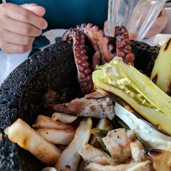 Mariscos Bahia de Ensenada - My molcajete again, just focusing on those delicious octopus tentacles. - Seafood Near Me - Ensenada, BCN