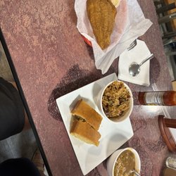 Louisiana Cookery - Catfish,corn bread, Crawfish Etouffee, Loaded Grits