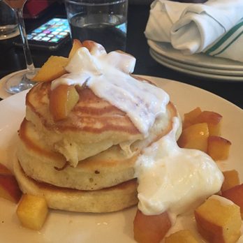 Row 34 - Seaport - Peach pancakes with ricotta. - New American Near Me - Boston, Massachusetts Row 34 - Seaport - Peach pancakes with ricotta. - New American Near Me - Boston, Massachusetts
