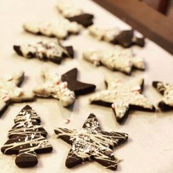 Savour the Favour - Chocolate sugar Cookies with white chocolate and crushed peppermint candies.