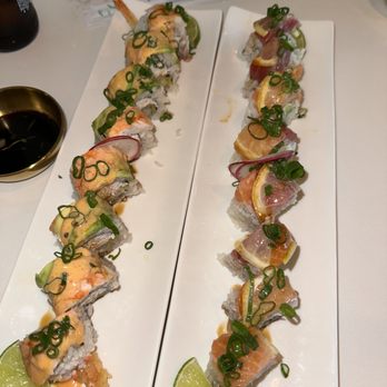 SUSHI To The MOON - Left: tiger roll with no cucumber Right: cowgirl roll - Japanese Near Me - Leander, Texas SUSHI To The MOON - Left: tiger roll with no cucumber Right: cowgirl roll - Japanese Near Me - Leander, Texas