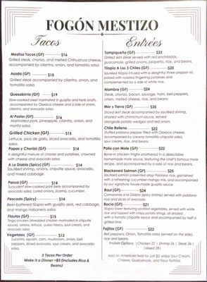 Menu photo 3 Fogón Mestizo Hanover Park, IL