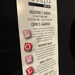 Valentines menu Valentines menu