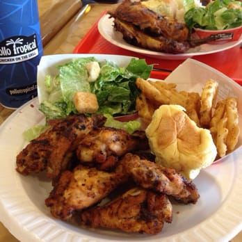 Pollo Tropical - 8 piece wings with waffle fries and a side salad. - Fast Food Near Me - Miami Beach, Florida