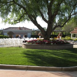 Temeku Hills Ballroom - The patio, with chairs set for an intimate wedding ceremony
