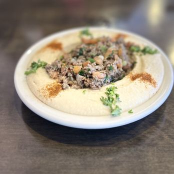 Zena's Lebanese Cuisine - Hummus with Meat - Mediterranean Near Me - Orange, California Zena's Lebanese Cuisine - Hummus with Meat - Mediterranean Near Me - Orange, California