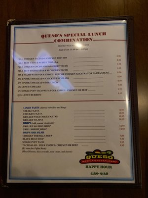 Menu photo 5 Queso Mexican Restaurant Baton Rouge, LA