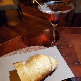 American Bar & Grille - MMM Manhattan drink with bread. - American Near Me - Atlantic City, New Jersey