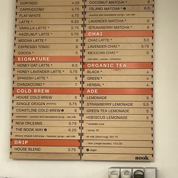 Nook Coffee Bar - Menu - Coffee & Tea Near Me - Torrance, California Nook Coffee Bar - Menu - Coffee & Tea Near Me - Torrance, California