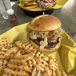 GreatFull - Hawaiian burger with fried and cheeseburger with slaw