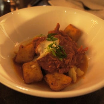 Beast Pizza - "poutine" of fried gnocchi, boar shoulder, cheese curds and creme fraiche - Pizza Near Me - Toronto, Ontario Beast Pizza - "poutine" of fried gnocchi, boar shoulder, cheese curds and creme fraiche - Pizza Near Me - Toronto, Ontario