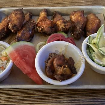 The Smoke Shop BBQ - Seaport - Wings, slaw and Zucchini Salad - Southern Near Me - Boston, Massachusetts The Smoke Shop BBQ - Seaport - Wings, slaw and Zucchini Salad - Southern Near Me - Boston, Massachusetts