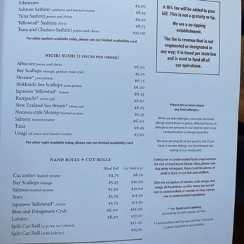 SUGARFISH - A la carte menu. - Japanese Near Me - Pasadena, California