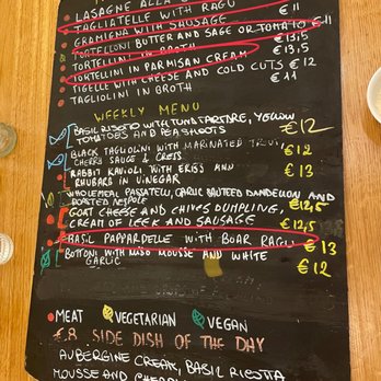 Sfoglia Rina - English language menu with our selections circled in red. - Pasta Shops Near Me - Bologna, BO Sfoglia Rina - English language menu with our selections circled in red. - Pasta Shops Near Me - Bologna, BO