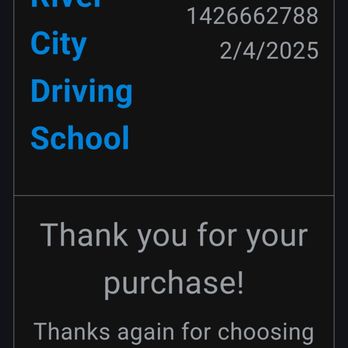 River City Driving School - Email from when I signed my daughter up for Behind the Wheel. - Driving Schools Near Me - Richmond, Virginia River City Driving School - Email from when I signed my daughter up for Behind the Wheel. - Driving Schools Near Me - Richmond, Virginia