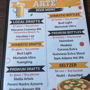 Arte Pizza - Drink menu - Pizza Near Me - Fernandina Beach, Florida