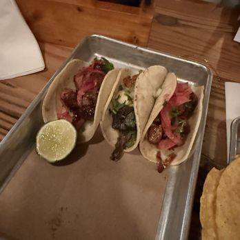 Bartaco - 2 pork belly tacos and a mushroom taco - Mexican Near Me - Tampa, Florida