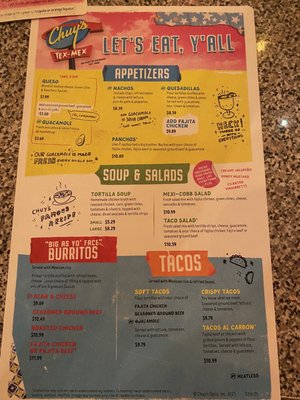 Menu photo 1 Chuy's Waco, TX
