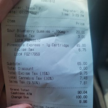 MedMen LAX - $25.04 tax PLUS the $5.45 FEE that they card because they "don't have" credit card transactions. $65 purchase with $25.04 + $5.45 atm fee - Cannabis Dispensaries Near Me - Los Angeles, California MedMen LAX - $25.04 tax PLUS the $5.45 FEE that they card because they "don't have" credit card transactions. $65 purchase with $25.04 + $5.45 atm fee - Cannabis Dispensaries Near Me - Los Angeles, California