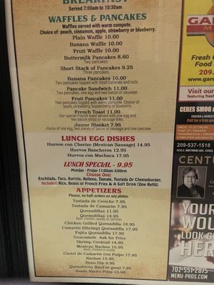 Menu photo 2 La Cascada Mexican Restaurant Ceres, CA