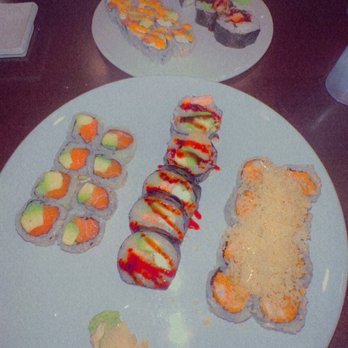 Masa Sushi - Sushi bar lunch- salmon & avocado roll, fish tempura roll & spicy shrimp roll with tempura flakes added. - Sushi Bars Near Me - Waco, Texas