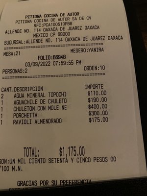 Menu photo 1 Pitiona Oaxaca, OAX