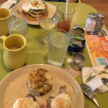 Snooze, an A.M. Eatery - Tostada and Chile Verde Benny - Breakfast & Brunch Near Me - Westminster, Colorado