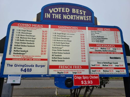 Menu photo 3 Frugals Auburn, WA