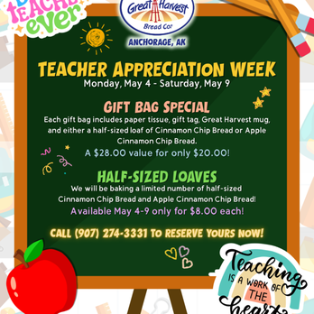 Great Harvest Bread - Anchorage - Teacher Appreciation Week Special - Bakeries Near Me - Anchorage, Alaska
