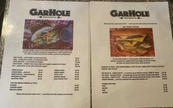 Menu photo 2 Gar Hole Anna, TX