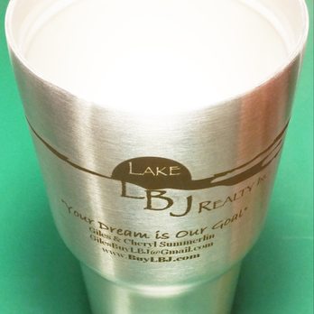 Gray Laser Engraving - RTIC Cup Engraving - Company Logo and Text in multiple fonts. - Engraving Near Me - Round Rock, Texas