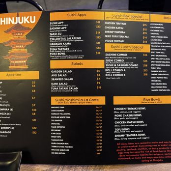 Shinjuku - One side of the menu - Sushi Bars Near Me - Hadley, Massachusetts Shinjuku - One side of the menu - Sushi Bars Near Me - Hadley, Massachusetts