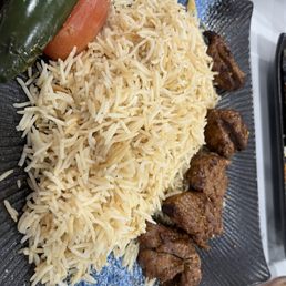 Lamb Kabobs and Rice