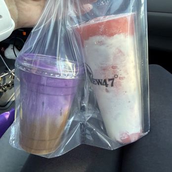 Brew47 - Iced Ube latte & Strawberry Creme(blended) So refreshing - Coffee & Tea Near Me - Gardena, California Brew47 - Iced Ube latte & Strawberry Creme(blended) So refreshing - Coffee & Tea Near Me - Gardena, California