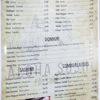 Aloha Sushi - Sashimi menu - Sushi Bars Near Me - Folsom, California